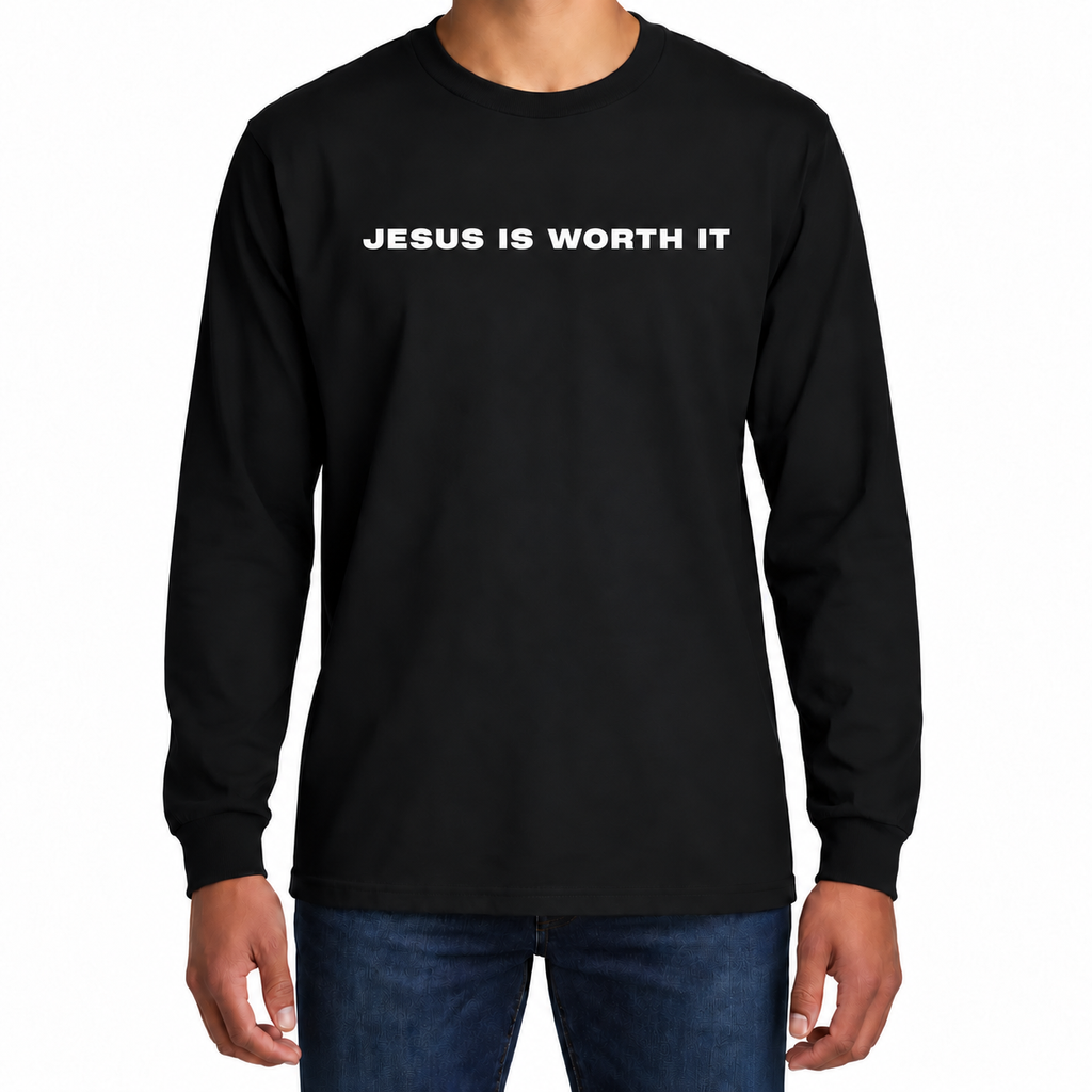 Jesus Is Worth It Black Long Sleeve Tee
