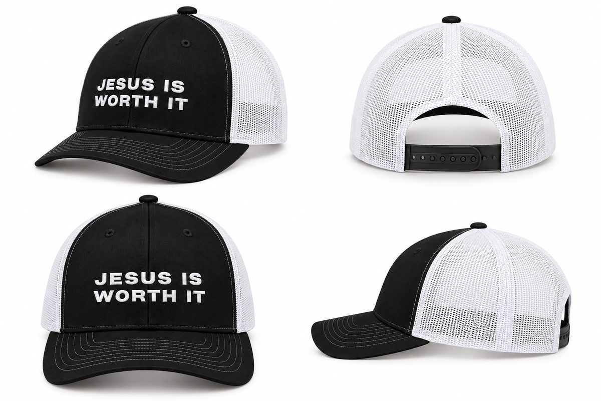 Jesus Is Worth It -Hat Black/White
