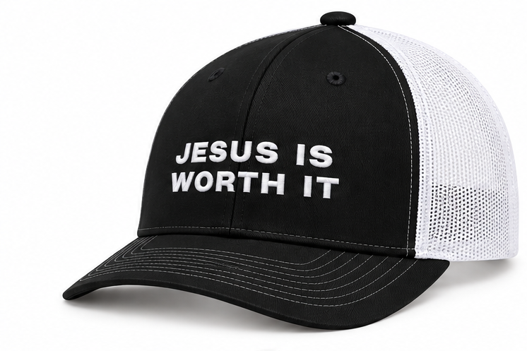 Jesus Is Worth It -Hat Black/White
