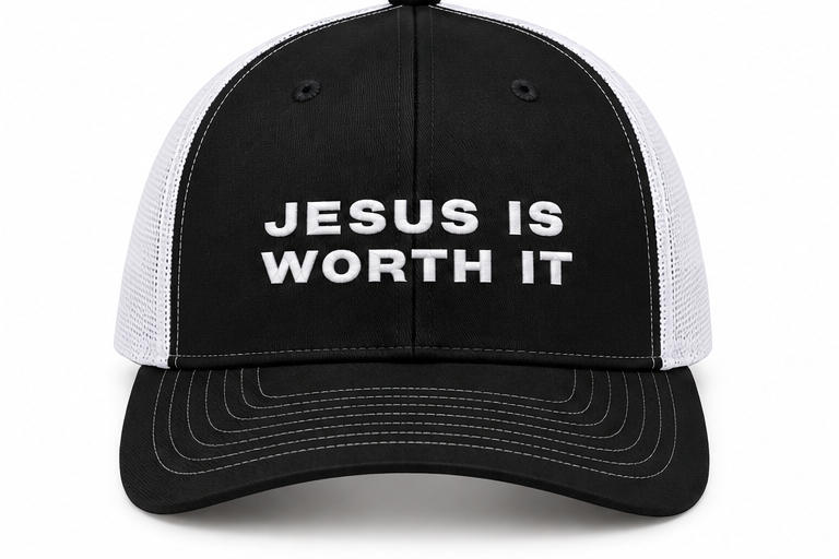 Jesus Is Worth It -Hat Black/White