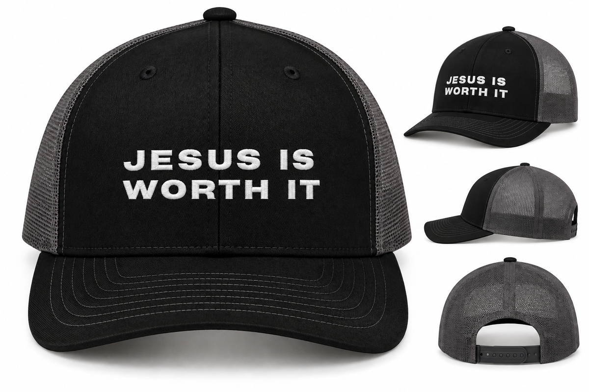 Jesus is worth it - Hat Charcoal/Black